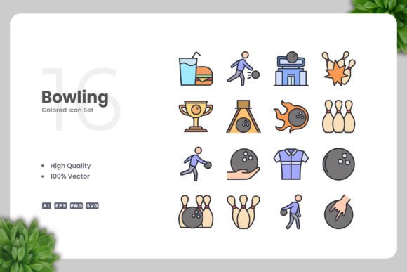 Bowling Colored Icons Review