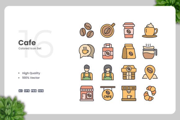 Cafe Colored Icons - A Versatile Graphic Asset for Digital Sellers