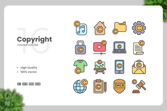 Copyright Colored Icons: A Versatile Graphic Design Asset for Handmade Creations