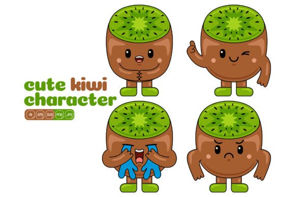 Cute Kiwi Mascot Vector Pack 02: Fresh Graphics for Illustrations