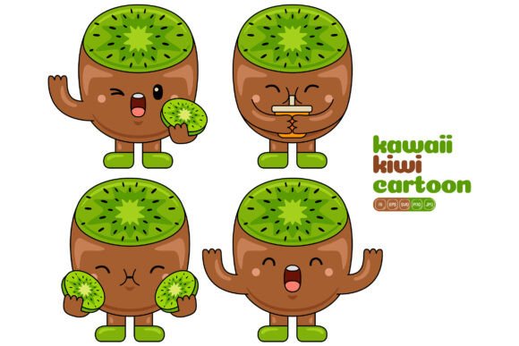Cute Kiwi Mascot Vector Pack 04 for Graphics and Illustrations