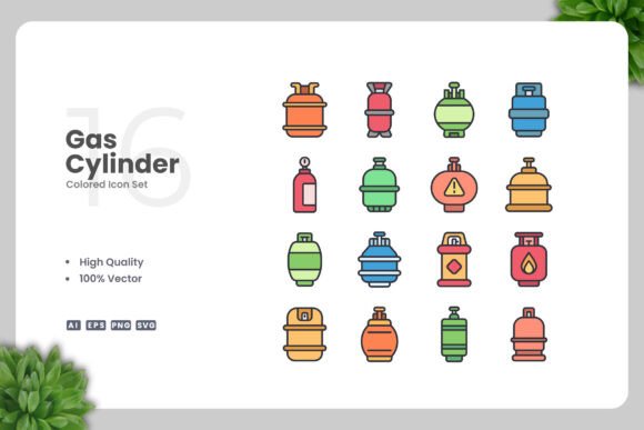 Gas Cylinder Colored Icons: Essential Graphics for Modern Branding