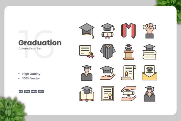 Graduation Colored Icons: A Designer's Review of Graphics