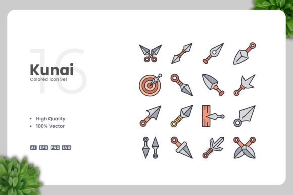 Kunai Colored Icons for Modern Graphics and Icons
