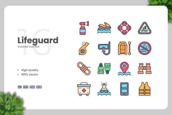 Lifeguard Colored Icons: A Versatile Graphic Asset