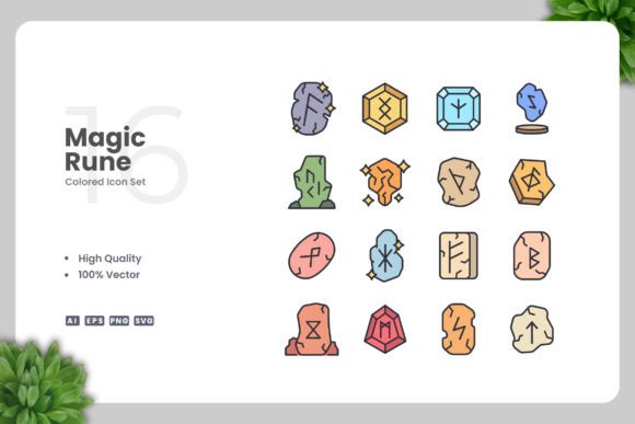Magic Rune Colored Icons for Modern Graphics and Branding