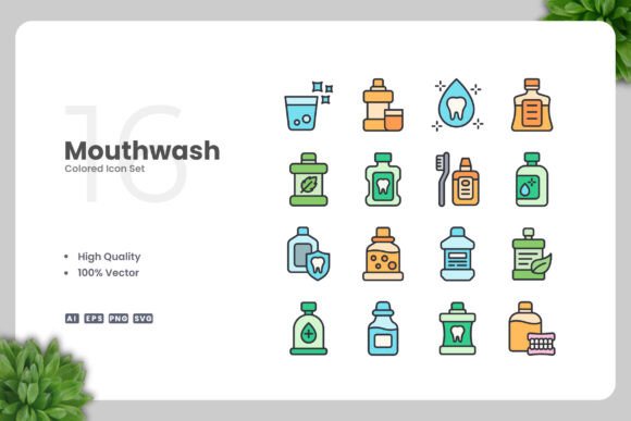 Mouthwash Colored Icons: Fresh Graphics for Modern Content