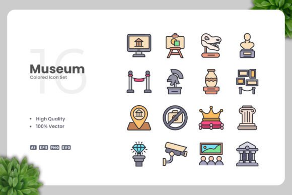 Museum Colored Icons: A Versatile Graphic Asset for Local Branding