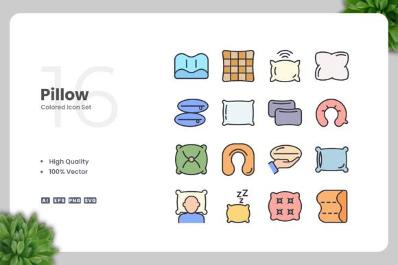Pillow Colored Icons Graphics for Handmade Projects