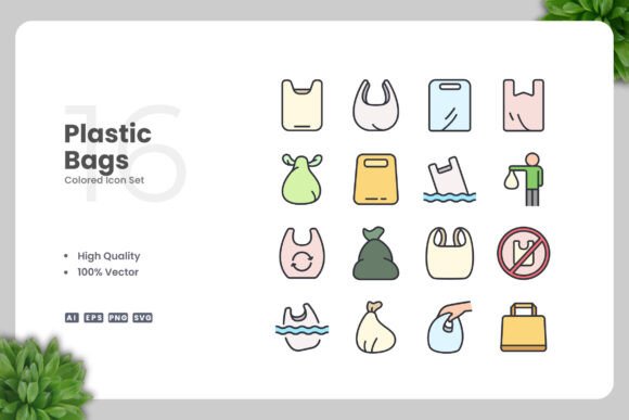 Plastic Bags Colored Icons: A Review for Graphics and Icons Sellers
