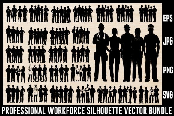 Professional Workforce Silhouette Set: A Graphic Design Review