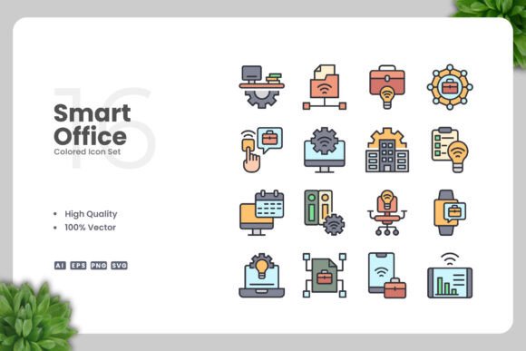 Smart Office Colored Icons for Graphics and Icons