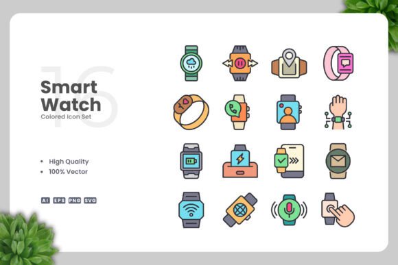 Smartwatch Colored Icons: A Review of Modern Graphics and Icons