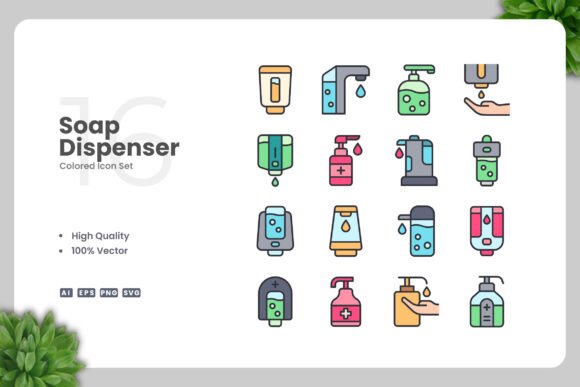 Soap Dispenser Colored Icons for Handmade Graphics and Crafts