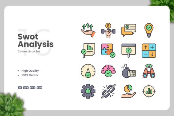 Swot Analysis Colored Icons for Modern Web Design