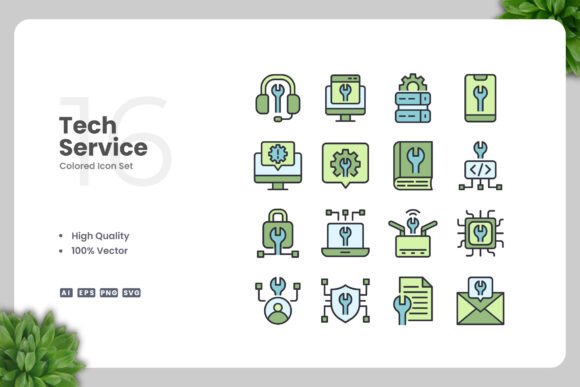 Tech Service Colored Icons for Modern Graphics and Icons