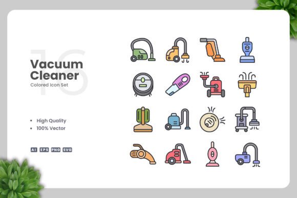 Vacuum Cleaner Colored Icons: Essential Graphics for Digital Sellers