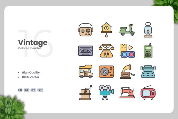 Vintage Colored Icons: A Graphic Design Review for Modern Brands