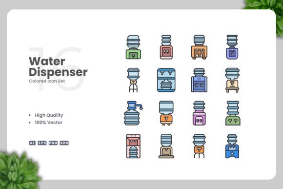 Water Dispenser Colored Icons Review