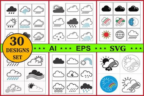 Weather Forecast Icon Vector Clipart Set for Graphics and Illustrations